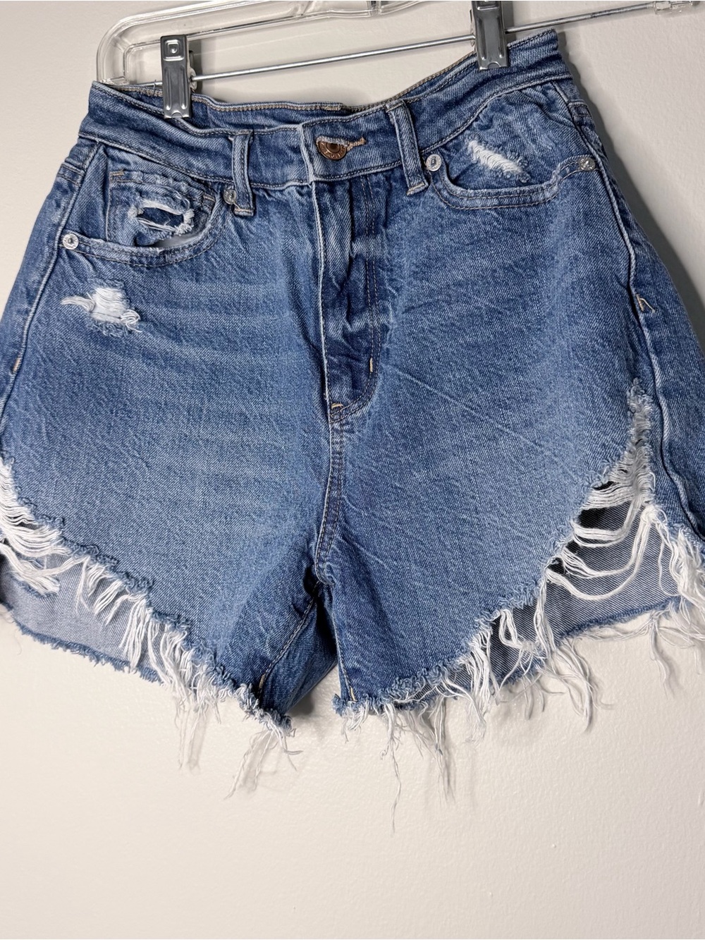 American Eagle Outfitters Distressed Light Blue Denim Cutoff Shorts